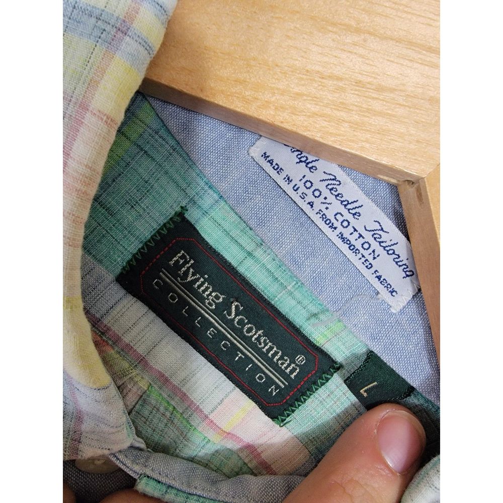 Multicolored Pastel Plaid FLYING SCOTSMAN Short Sleeve Button Shirt - Large - Picture 3 of 5